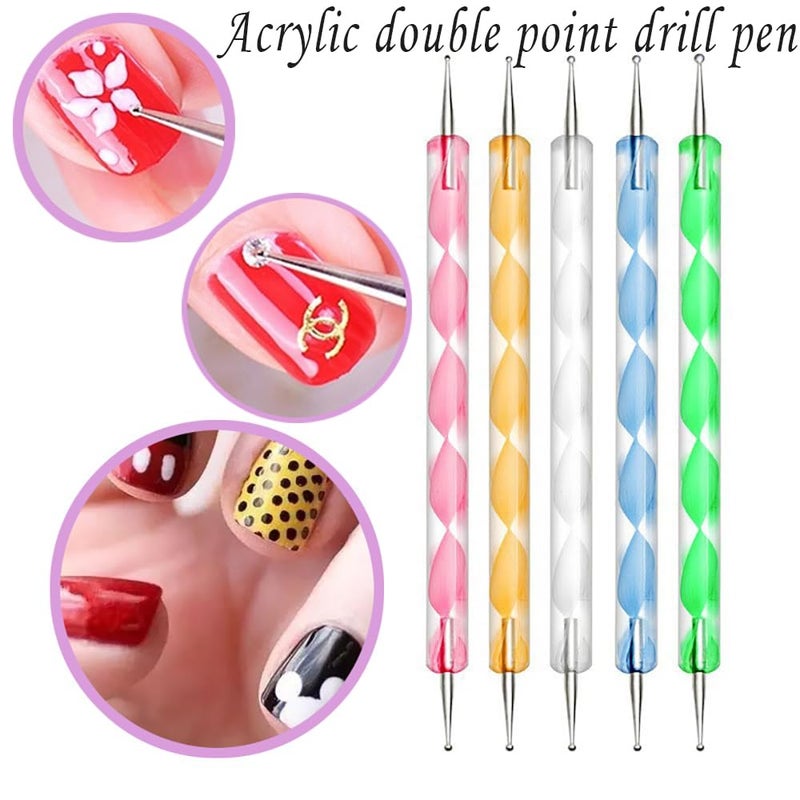 RUSTAMM 24 Pieces Nail Art Tools Kit Resin Nail Art Palette Acrylic Silicone Engraving Pen Dotting Pen Mixing Palette Detail Brushes Tools for Nail Art DIY Home Salon Makeup Display (Gold) - Image 3